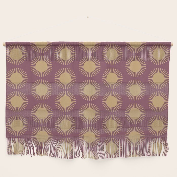 Boho Summer Sun Pattern XI Mauve and Neutral Yellow Wall Hanging Gallery Image 1