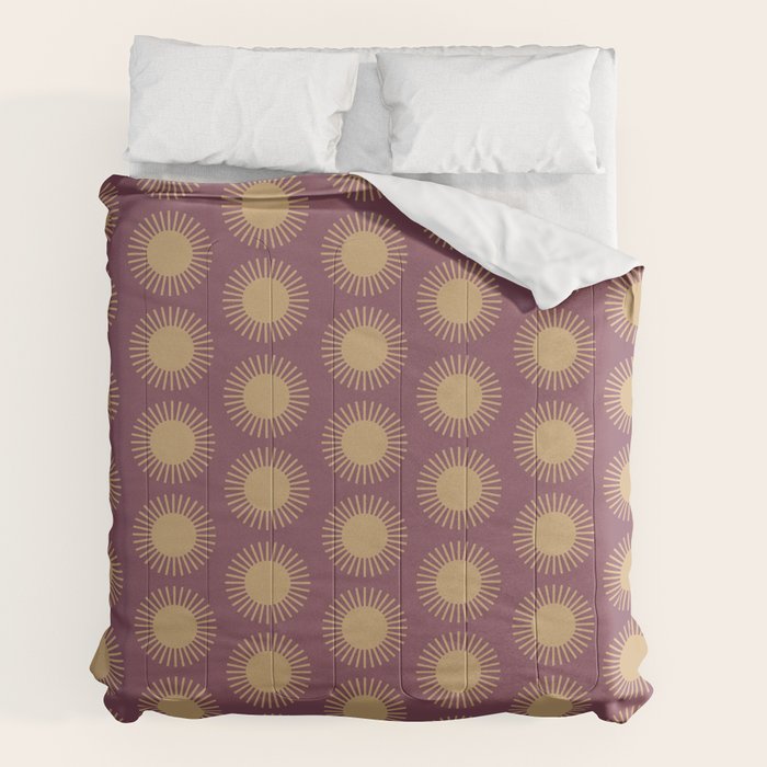 Boho Summer Sun Pattern XI Mauve and Neutral Yellow Comforter Gallery Image 2