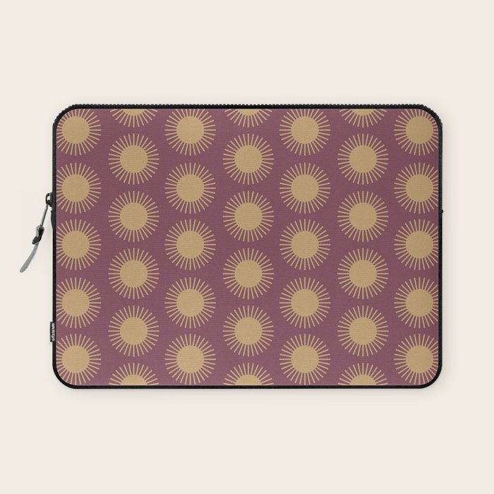 Boho Summer Sun Pattern XI Mauve and Neutral Yellow Laptop Sleeve Gallery Image 1