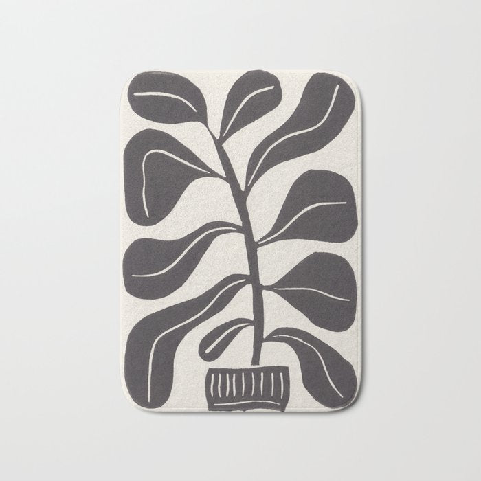 Linocut Houseplant #4 Bath Mat Gallery Image 1