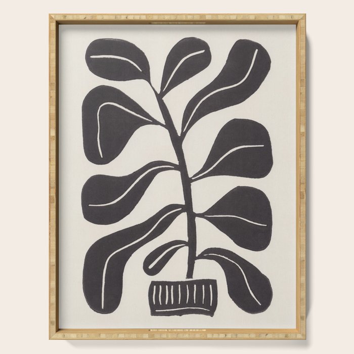 Linocut Houseplant #4 Serving Tray Gallery Image 1