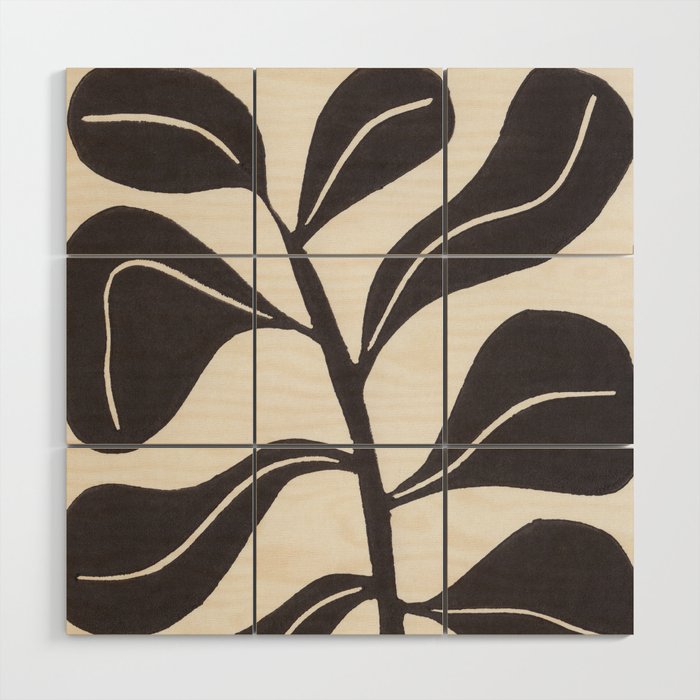 Linocut Houseplant #4 Wood Wall Art Gallery Image 1