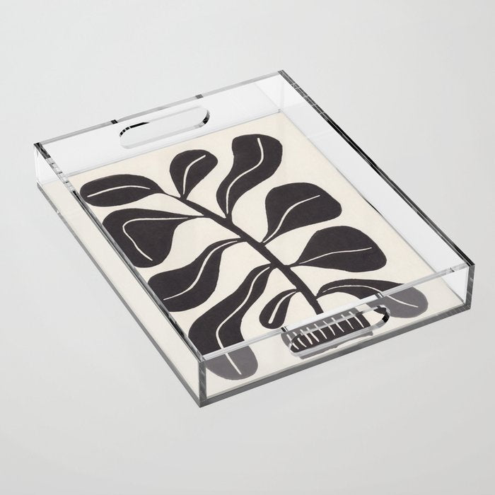 Linocut Houseplant #4 Acrylic Tray Gallery Image 1