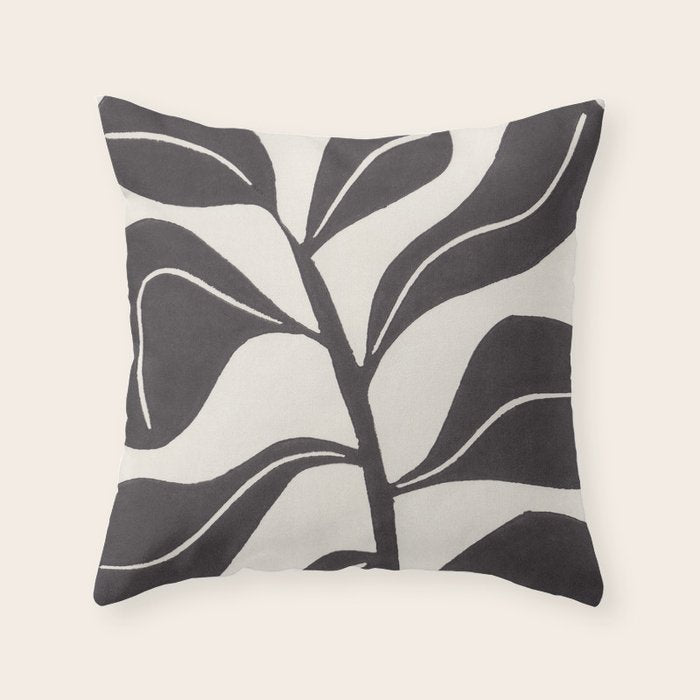 Linocut Houseplant #4 Throw Pillow Gallery Image 6