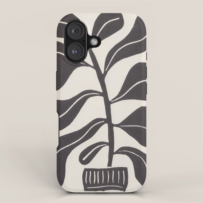 Linocut Houseplant #4 iPhone Case Gallery Image 1