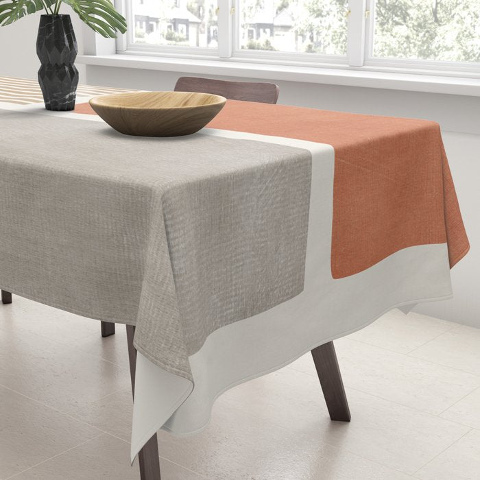 Terracotta Beige Tan Bold Lines Artwork Tablecloth Gallery Image 3