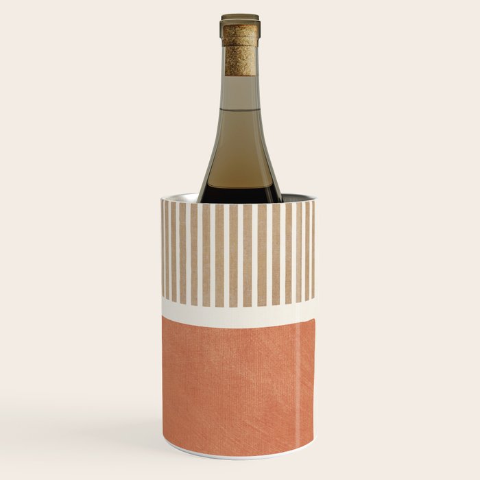 Terracotta Beige Tan Bold Lines Artwork Wine Chiller Gallery Image 3