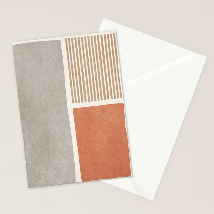 Terracotta Beige Tan Bold Lines Artwork Stationery Card Gallery Image 2