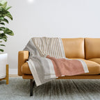 Terracotta Beige Tan Bold Lines Artwork Throw Blanket Gallery Image 1