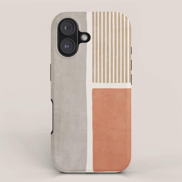 Terracotta Beige Tan Bold Lines Artwork iPhone Case Gallery Image 1