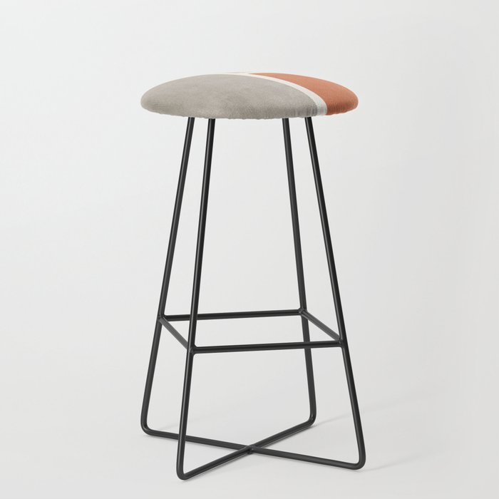 Terracotta Beige Tan Bold Lines Artwork Stool Gallery Image 1