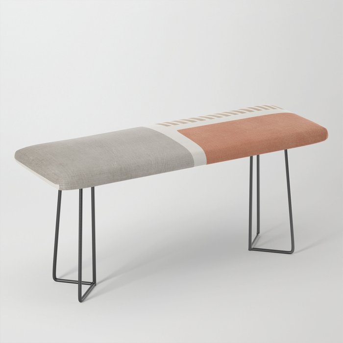 Terracotta Beige Tan Bold Lines Artwork Bench Gallery Image 1