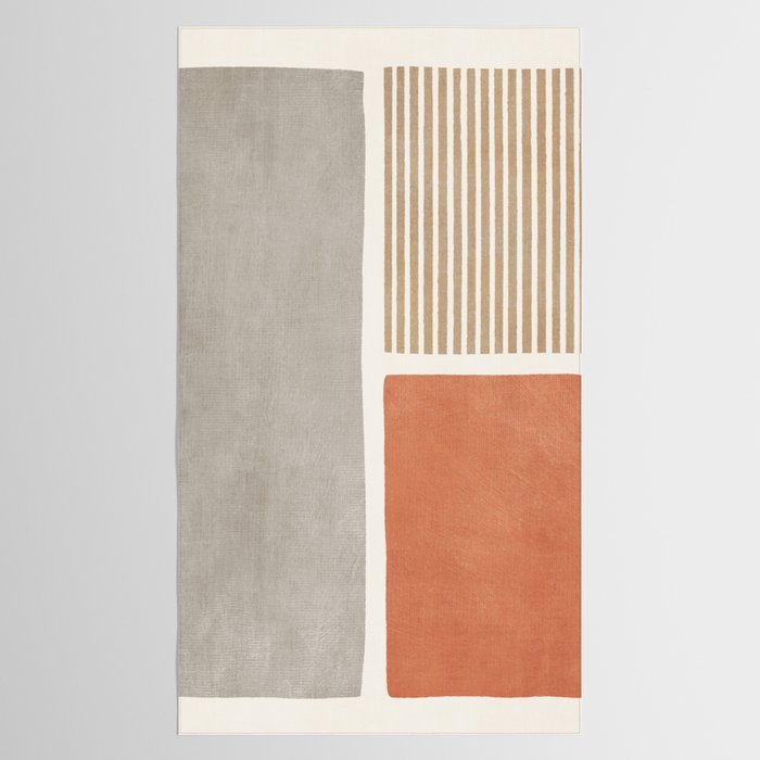 Terracotta Beige Tan Bold Lines Artwork Tablecloth Gallery Image 2