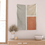 Terracotta Beige Tan Bold Lines Artwork Wall Tapestry Gallery Image 2