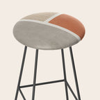 Terracotta Beige Tan Bold Lines Artwork Stool Gallery Image 2