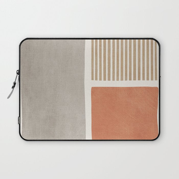 Terracotta Beige Tan Bold Lines Artwork Laptop Sleeve Gallery Image 1