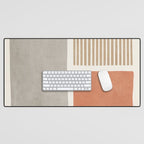 Terracotta Beige Tan Bold Lines Artwork Desk Mat Gallery Image 1
