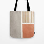 Terracotta Beige Tan Bold Lines Artwork Tote Bag Gallery Image 1