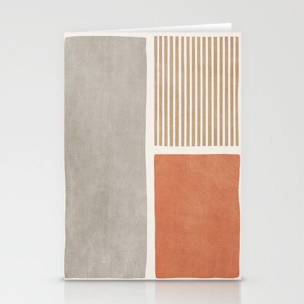 Terracotta Beige Tan Bold Lines Artwork Stationery Card Gallery Image 1
