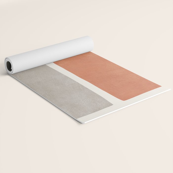Terracotta Beige Tan Bold Lines Artwork Yoga Mat Gallery Image 2