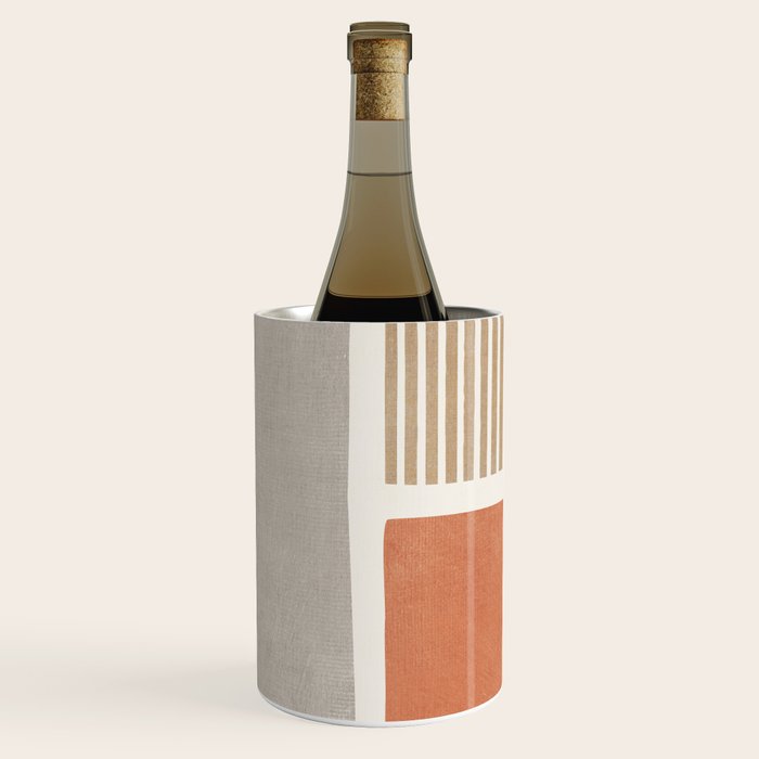 Terracotta Beige Tan Bold Lines Artwork Wine Chiller Gallery Image 1