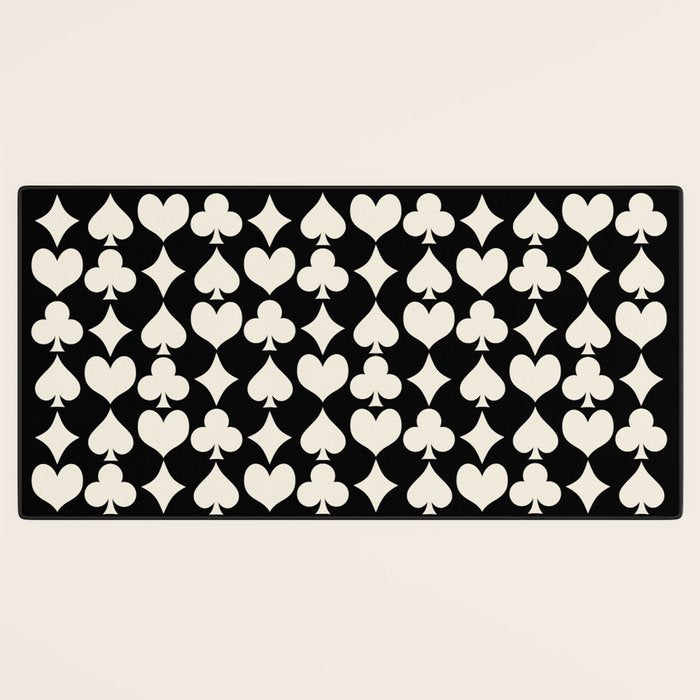 Card Suit Motifs I Black and White Desk Mat Gallery Image 3