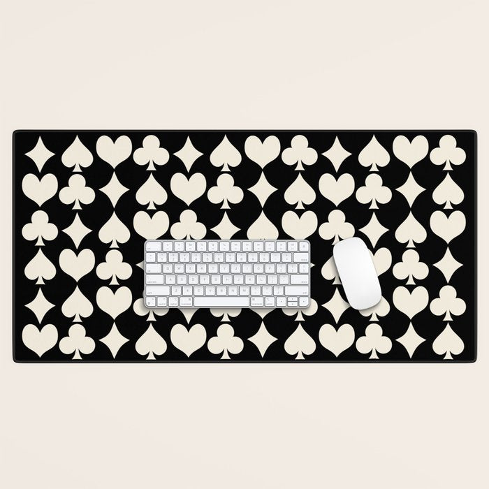 Card Suit Motifs I Black and White Desk Mat Gallery Image 1