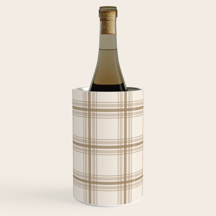 Farmhouse Plaid in Caramel, Tan and Cream Wine Chiller