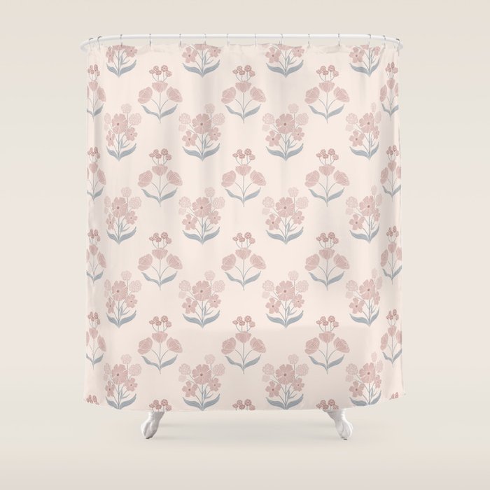 Dusty Rose Classic Floral Shower Curtain Gallery Image 1