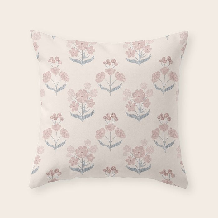 Dusty Rose Classic Floral Throw Pillow Gallery Image 1