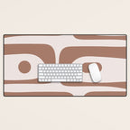 Mid Century Modern Abstract Piquet Pattern in Mocha Brown Latte Desk Mat Gallery Image 1