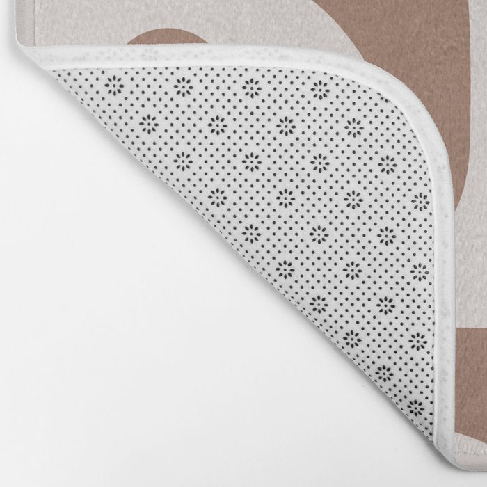 Mid Century Modern Abstract Piquet Pattern in Mocha Brown Latte Bath Mat Gallery Image 2