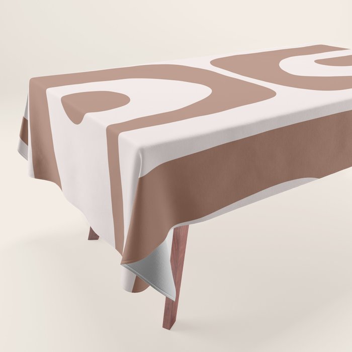 Mid Century Modern Abstract Piquet Pattern in Mocha Brown Latte Tablecloth Gallery Image 1
