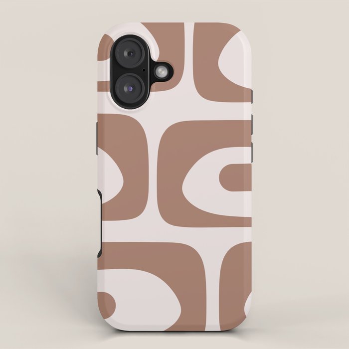 Mid Century Modern Abstract Piquet Pattern in Mocha Brown Latte iPhone Case Gallery Image 1