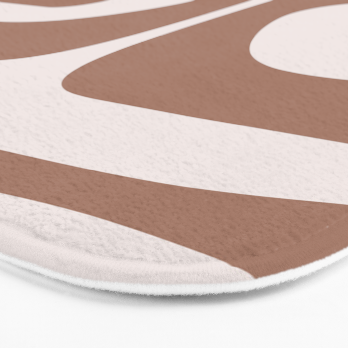 Mid Century Modern Abstract Piquet Pattern in Mocha Brown Latte Bath Mat Gallery Image 3