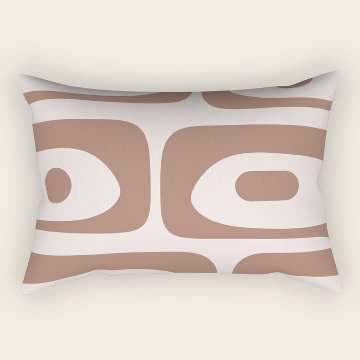 Mid Century Modern Abstract Piquet Pattern in Mocha Brown Latte Rectangular Pillow Gallery Image 1
