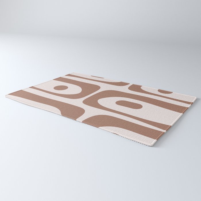 Mid Century Modern Abstract Piquet Pattern in Mocha Brown Latte Rug Gallery Image 3