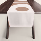 Mid Century Modern Abstract Piquet Pattern in Mocha Brown Latte Table Runner Gallery Image 1