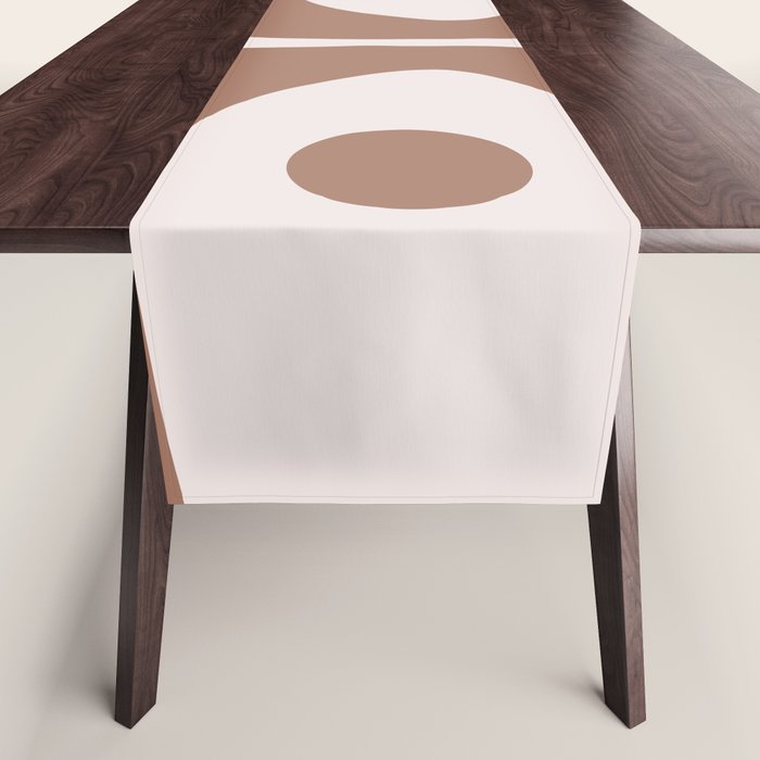 Mid Century Modern Abstract Piquet Pattern in Mocha Brown Latte Table Runner Gallery Image 1