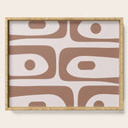 Mid Century Modern Abstract Piquet Pattern in Mocha Brown Latte Serving Tray Gallery Image 1