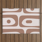 Mid Century Modern Abstract Piquet Pattern in Mocha Brown Latte Outdoor Rug Gallery Image 1