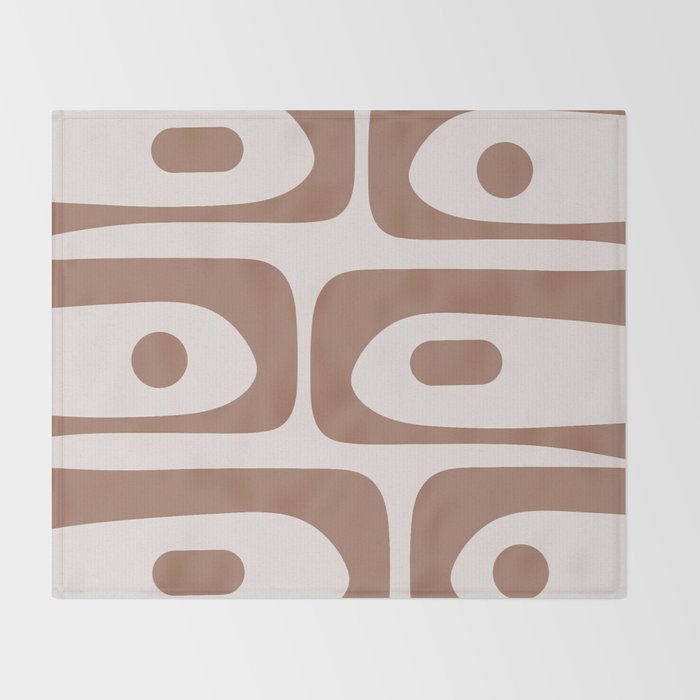 Mid Century Modern Abstract Piquet Pattern in Mocha Brown Latte Throw Blanket Gallery Image 2