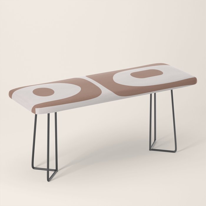 Mid Century Modern Abstract Piquet Pattern in Mocha Brown Latte Bench Gallery Image 1
