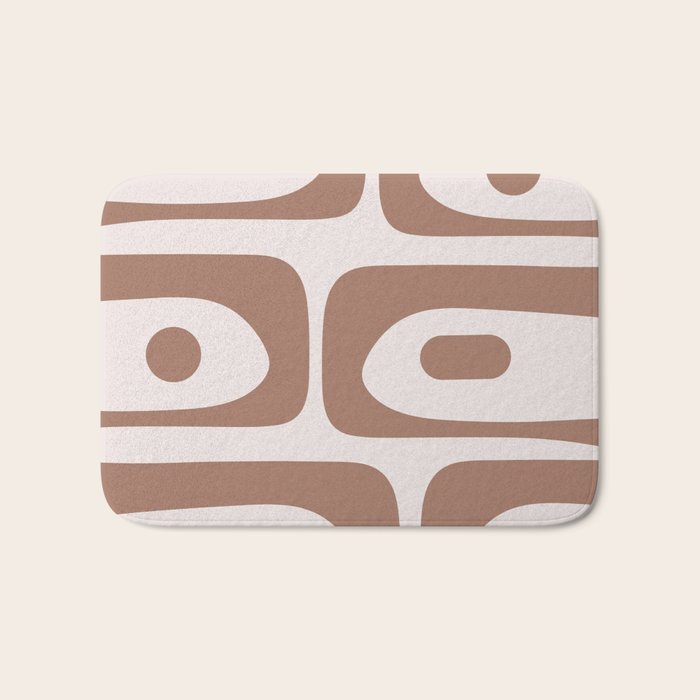 Mid Century Modern Abstract Piquet Pattern in Mocha Brown Latte Bath Mat Gallery Image 1
