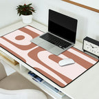 Mid Century Modern Abstract Piquet Pattern in Mocha Brown Latte Desk Mat Gallery Image 2