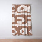 Mid Century Modern Abstract Piquet Pattern in Mocha Brown Latte Window Curtain Gallery Image 3