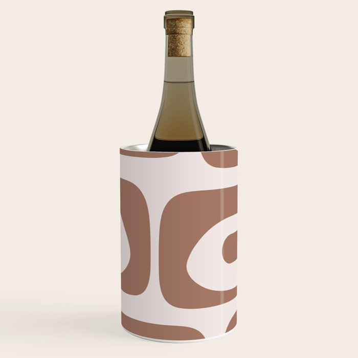 Mid Century Modern Abstract Piquet Pattern in Mocha Brown Latte Wine Chiller Gallery Image 1