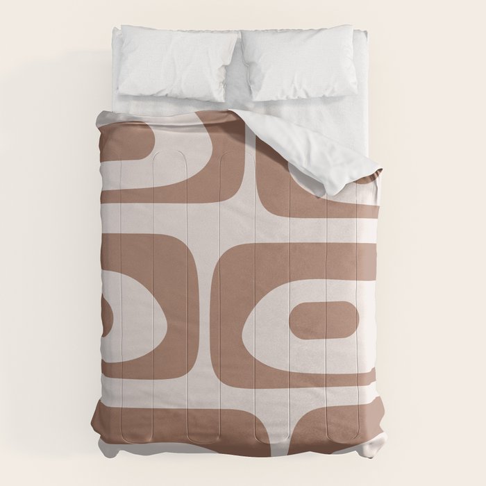 Mid Century Modern Abstract Piquet Pattern in Mocha Brown Latte Comforter Gallery Image 1