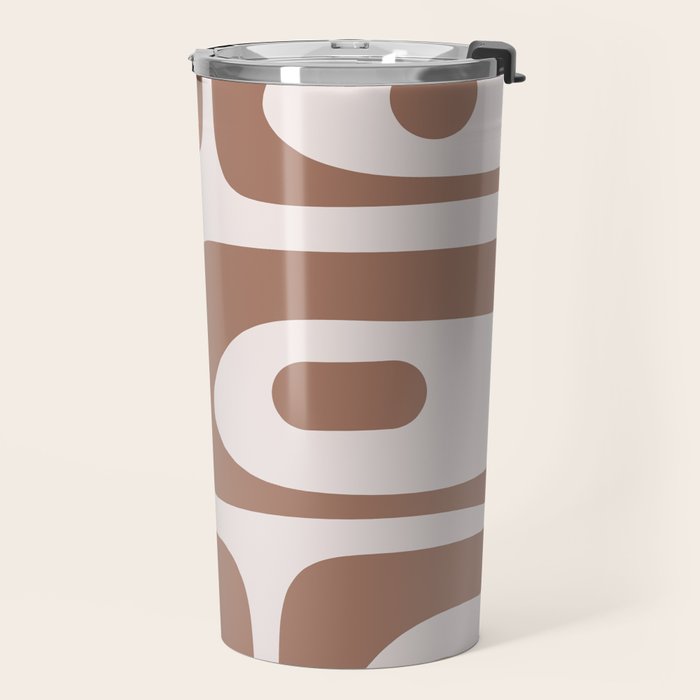 Mid Century Modern Abstract Piquet Pattern in Mocha Brown Latte Travel Mug Gallery Image 2