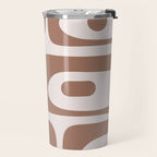 Mid Century Modern Abstract Piquet Pattern in Mocha Brown Latte Travel Mug Gallery Image 2